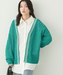 earth music&ecology | ライン入り透かし編みカーディガン(カーディガン/ボレロ)
