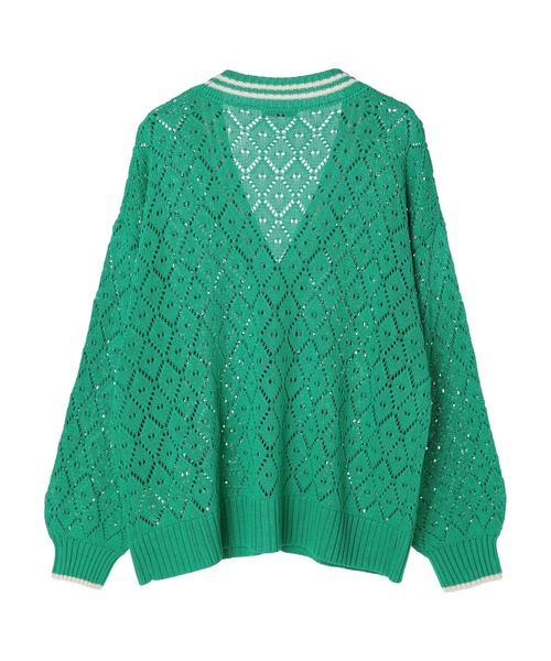 earth music&ecology（アースミュージックアンドエコロジー）の「ライン入り透かし編みカーディガン（カーディガン/ボレロ・レディース・グリーン/アイボリー/レモンイエロー・FREE）」の18枚目の写真