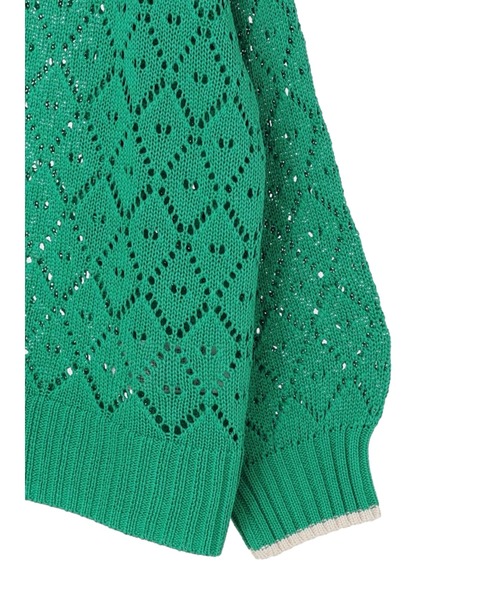 earth music&ecology（アースミュージックアンドエコロジー）の「ライン入り透かし編みカーディガン（カーディガン/ボレロ・レディース・グリーン/アイボリー/レモンイエロー・FREE）」の20枚目の写真