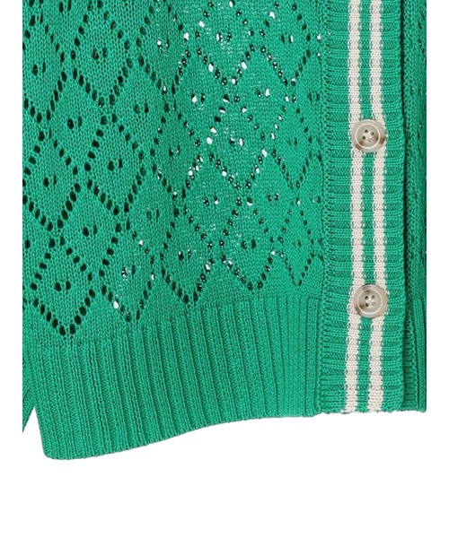 earth music&ecology（アースミュージックアンドエコロジー）の「ライン入り透かし編みカーディガン（カーディガン/ボレロ・レディース・グリーン/アイボリー/レモンイエロー・FREE）」の21枚目の写真