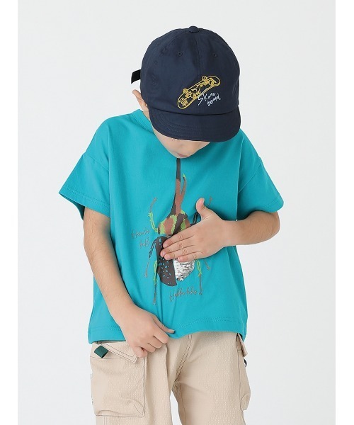 HAKKA KIDS（ハッカキッズ）の「スケボー恐竜刺しゅう日よけ付きキャップ（キャップ・キッズ・ベージュ/ネイビー・M/L）」の8枚目の写真
