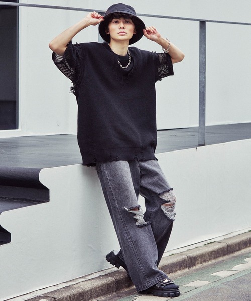 Lui's(ルイス)の「ダブルラッセルレースTシャツ(Tシャツ/カットソー・メンズ・ブラック/ブラウン系その他・FREE)」の22枚目の写真