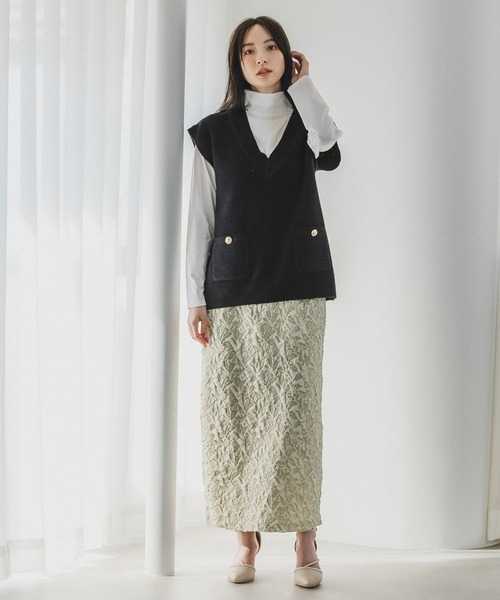 Andemiu（アンデミュウ）の「フクレジャガードIラインスカート190412（スカート・レディース・ブラウン/グレー/オレンジ/ミント・FREE）」の5枚目の写真