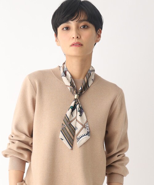 OPAQUE.CLIP（オペークドットクリップ）の「◆ナロースカーフ【スカーフリング付】（バンダナ/スカーフ・レディース・ブラック/ネイビー/ライトベージュ/オフホワイト・00）」の9枚目の写真