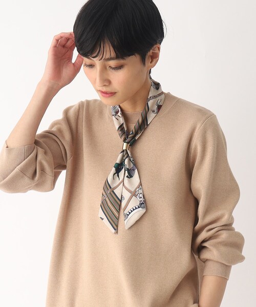 OPAQUE.CLIP（オペークドットクリップ）の「◆ナロースカーフ【スカーフリング付】（バンダナ/スカーフ・レディース・ブラック/ネイビー/ライトベージュ/オフホワイト・00）」の11枚目の写真