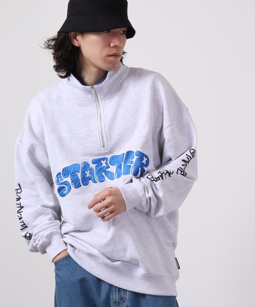 STARTER BLACK LABEL（スターターブラックレーベル）の「STARTER BLACKLABEL 袖プリント裏毛ハーフZIPスウェットトレーナー（スウェット・メンズ・ライトアッシュグレー/ブラック/グリーン・XL/M/L）」の8枚目の写真