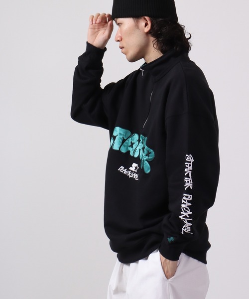 STARTER BLACK LABEL（スターターブラックレーベル）の「STARTER BLACKLABEL 袖プリント裏毛ハーフZIPスウェットトレーナー（スウェット・メンズ・ライトアッシュグレー/ブラック/グリーン・XL/M/L）」の4枚目の写真