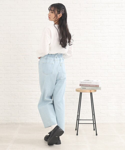 PINK-latte（ピンクラテ）の「◆【130cmサイズあり】定番人気商品♪ガーリーロゴロンT（Tシャツ/カットソー・キッズ・オフホワイト/サックスブルー/チャコールグレー/レモンイエロー・13/14/16/15 ）」の14枚目の写真