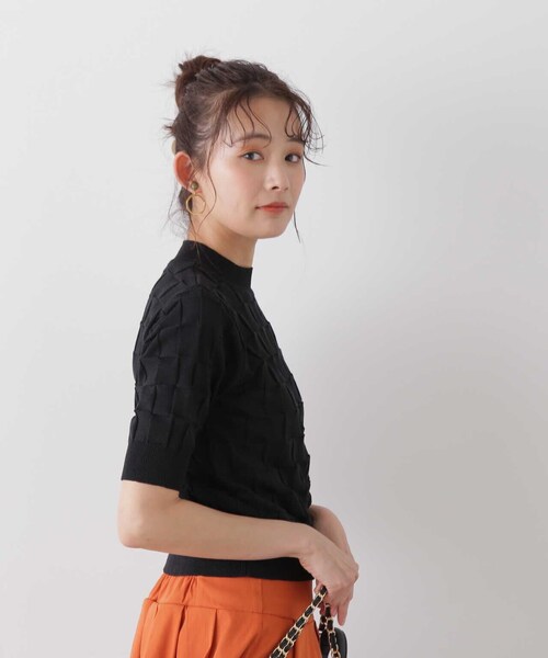 N.(N. Natural Beauty Basic)(エヌエヌナチュラルビューティーベーシック)の「◆ブロック編みニット(ニット/セーター・レディース・オフホワイト/ブラック/ブルー・MEDIUM)」の17枚目の写真