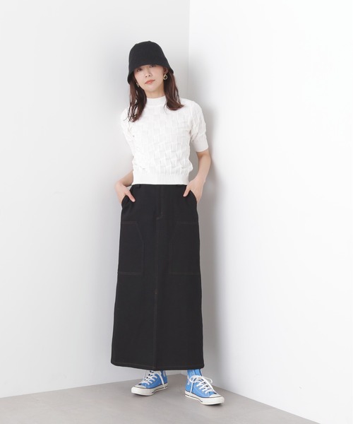 N.(N. Natural Beauty Basic)(エヌエヌナチュラルビューティーベーシック)の「◆ブロック編みニット(ニット/セーター・レディース・オフホワイト/ブラック/ブルー・MEDIUM)」の10枚目の写真