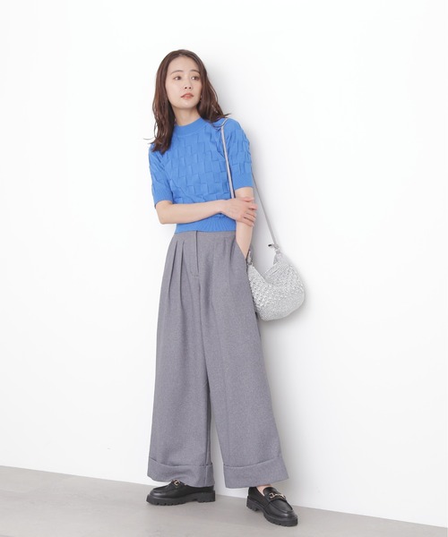 N.(N. Natural Beauty Basic)(エヌエヌナチュラルビューティーベーシック)の「◆ブロック編みニット(ニット/セーター・レディース・オフホワイト/ブラック/ブルー・MEDIUM)」の11枚目の写真