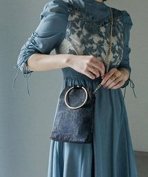 2wayリングハンドル花柄刺繍レースパーティーバッグ