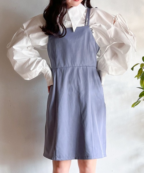 Mysa&Liina（ミーサリーナ）の「イレギュラーキャミミニワンピ（ワンピース・レディース・アイボリー/ブラック/ブルー・M）」の3枚目の写真