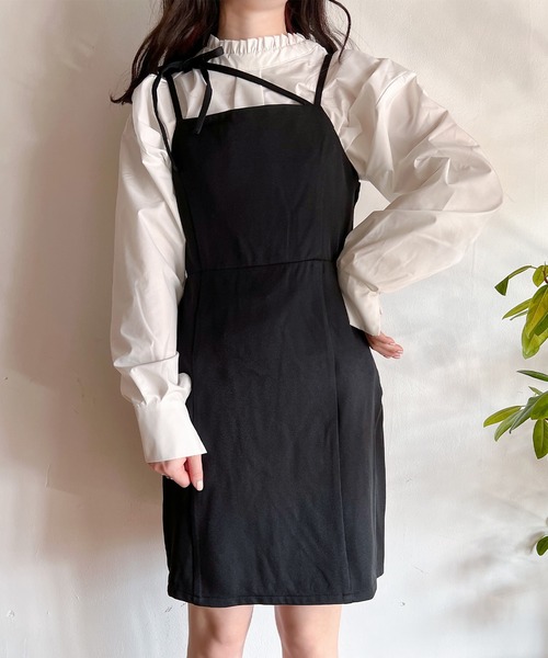 Mysa&Liina（ミーサリーナ）の「イレギュラーキャミミニワンピ（ワンピース・レディース・アイボリー/ブラック/ブルー・M）」の2枚目の写真