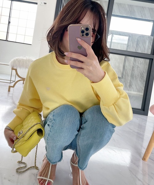 M y u(ミュー)の「ハート スウェット(スウェット・レディース・ホワイト/ブラック/ピンク/イエロー/ブルー・FREE)」の15枚目の写真