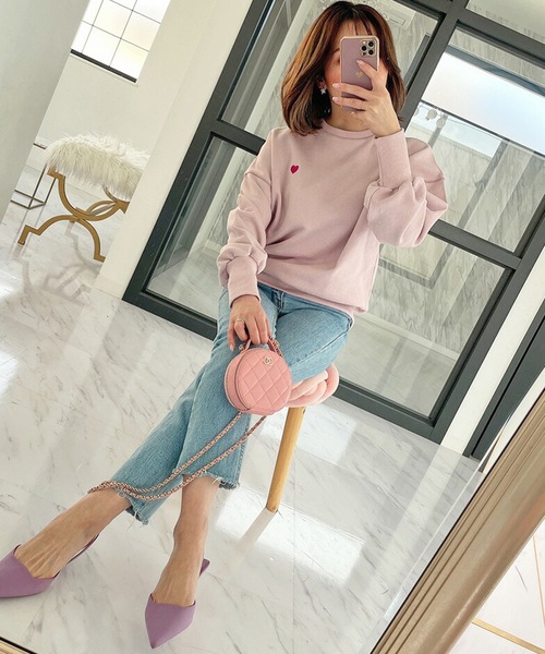 M y u(ミュー)の「ハート スウェット(スウェット・レディース・ホワイト/ブラック/ピンク/イエロー/ブルー・FREE)」の18枚目の写真