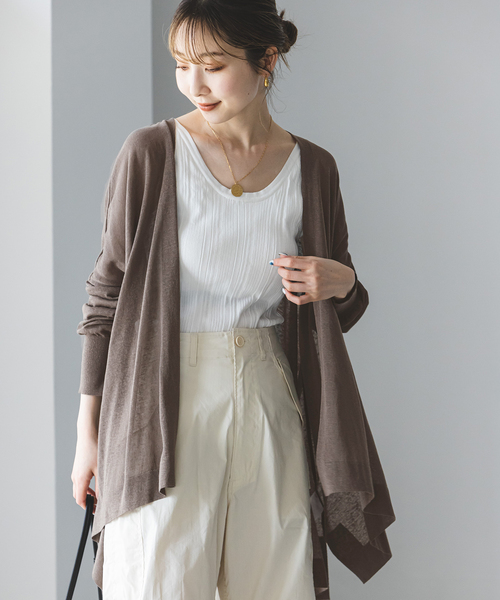 新品タグ付き◆NOBLEノーブル◆18Gシアーカーディガン◆ベージュ 追加》18Gシアーカーディガン（カーディガン/ボレロ）｜NOBLE