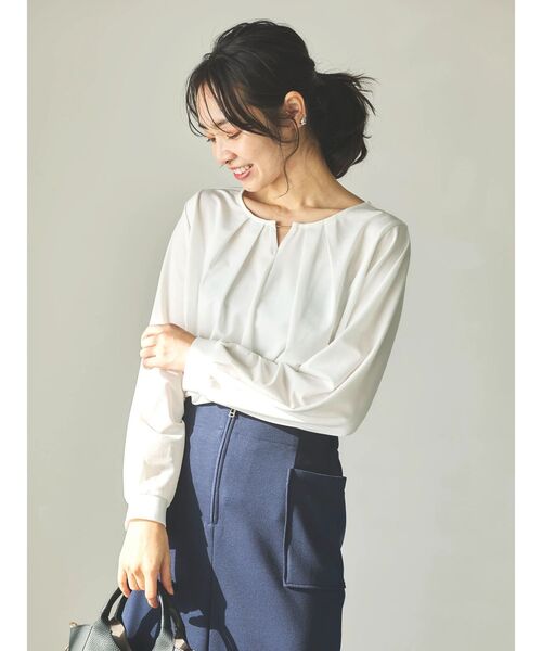 Green Parks(グリーンパークス)の「フロントバー付きブラウソー(Tシャツ/カットソー・レディース・オフホワイト/ブラック/ライトベージュ/ミント・FREE)」の8枚目の写真
