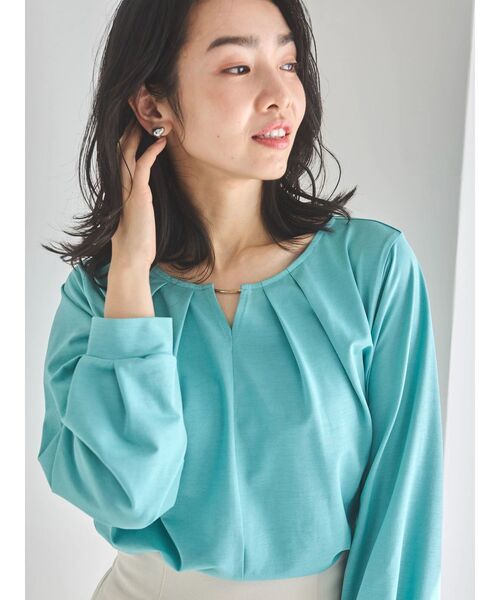 Green Parks(グリーンパークス)の「フロントバー付きブラウソー(Tシャツ/カットソー・レディース・オフホワイト/ブラック/ライトベージュ/ミント・FREE)」の19枚目の写真