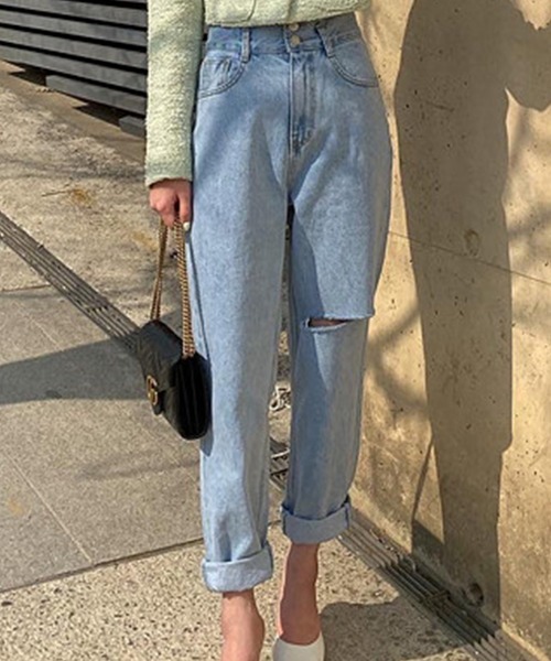 DAY CLOSET（デイ クローゼット）の「レディース スリットハイライズデニムパンツ（デニムパンツ・レディース・ホワイト/ブルー・M/L/S）」の12枚目の写真