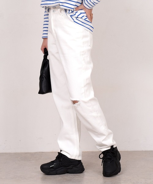 DAY CLOSET（デイ クローゼット）の「レディース スリットハイライズデニムパンツ（デニムパンツ・レディース・ホワイト/ブルー・M/L/S）」の8枚目の写真