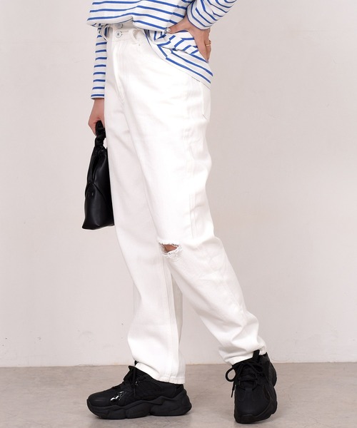 DAY CLOSET（デイ クローゼット）の「レディース スリットハイライズデニムパンツ（デニムパンツ・レディース・ホワイト/ブルー・M/L/S）」の6枚目の写真