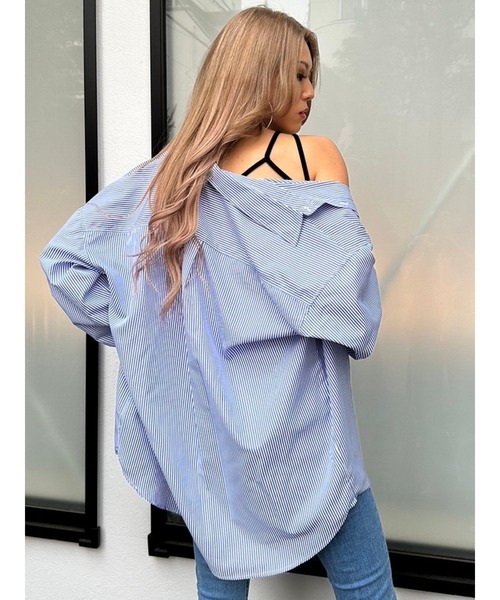 EGOIST（エゴイスト）の「ストライプシャツ（シャツ/ブラウス・レディース・グリーン/ブルー・FREE）」の8枚目の写真