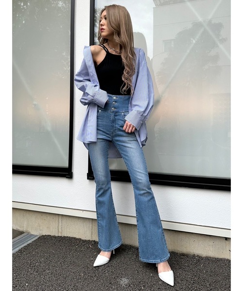 EGOIST（エゴイスト）の「ストライプシャツ（シャツ/ブラウス・レディース・グリーン/ブルー・FREE）」の21枚目の写真