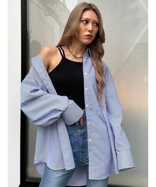 EGOIST（エゴイスト）の「ストライプシャツ（シャツ/ブラウス・レディース・グリーン/ブルー・FREE）」の17枚目の写真