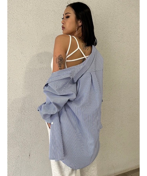 EGOIST（エゴイスト）の「ストライプシャツ（シャツ/ブラウス・レディース・グリーン/ブルー・FREE）」の13枚目の写真