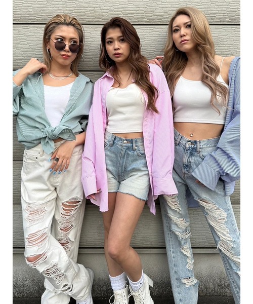 EGOIST（エゴイスト）の「ストライプシャツ（シャツ/ブラウス・レディース・グリーン/ブルー・FREE）」の10枚目の写真