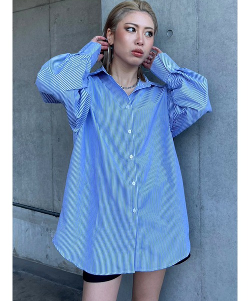 EGOIST（エゴイスト）の「ストライプシャツ（シャツ/ブラウス・レディース・グリーン/ブルー・FREE）」の22枚目の写真