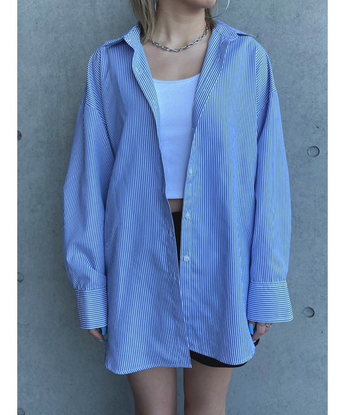 EGOIST（エゴイスト）の「ストライプシャツ（シャツ/ブラウス・レディース・グリーン/ブルー・FREE）」の9枚目の写真