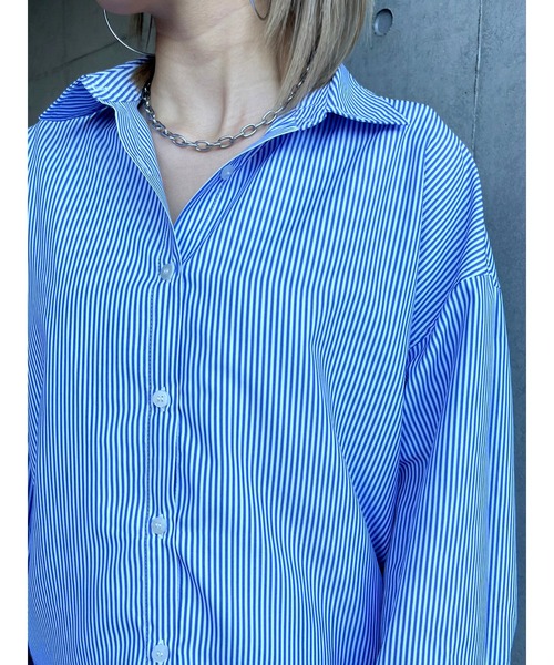 EGOIST（エゴイスト）の「ストライプシャツ（シャツ/ブラウス・レディース・グリーン/ブルー・FREE）」の14枚目の写真