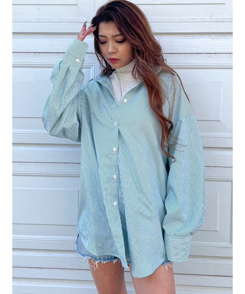 EGOIST（エゴイスト）の「ストライプシャツ（シャツ/ブラウス・レディース・グリーン/ブルー・FREE）」の11枚目の写真