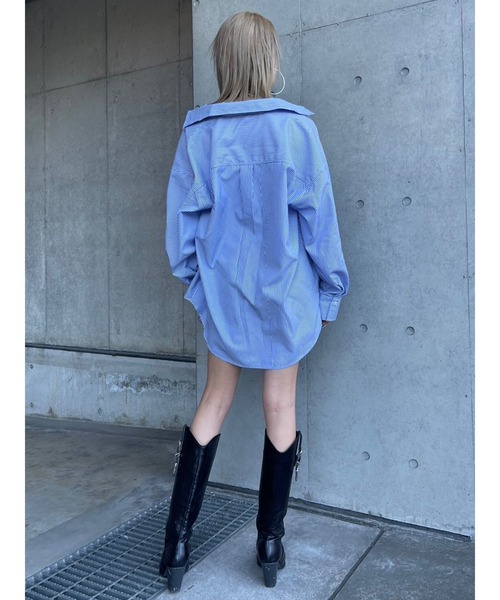 EGOIST（エゴイスト）の「ストライプシャツ（シャツ/ブラウス・レディース・グリーン/ブルー・FREE）」の16枚目の写真