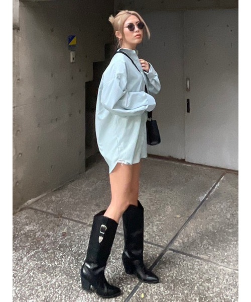 EGOIST（エゴイスト）の「ストライプシャツ（シャツ/ブラウス・レディース・グリーン/ブルー・FREE）」の15枚目の写真