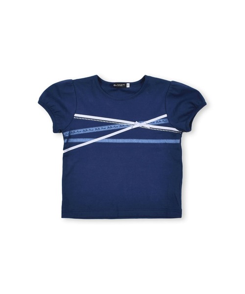BeBe（ベベ）の「BeBe/リボンプリントTシャツ(90~150cm)（Tシャツ/カットソー・キッズ・ホワイト/ネイビー・150/140/90/110/100/120/130）」の5枚目の写真