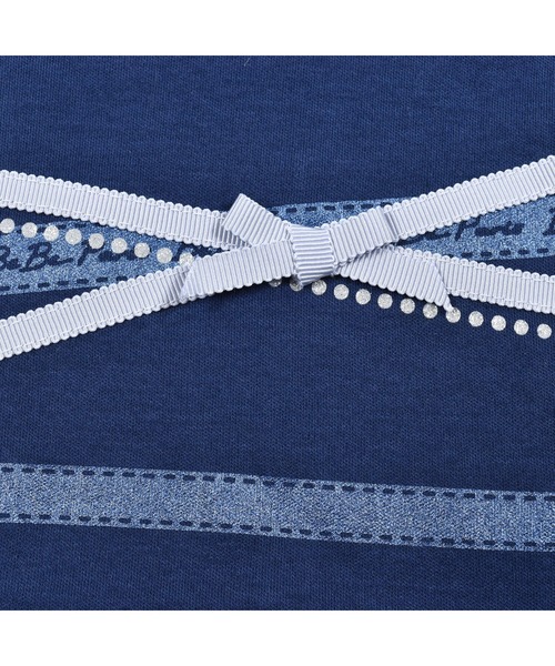 BeBe（ベベ）の「BeBe/リボンプリントTシャツ(90~150cm)（Tシャツ/カットソー・キッズ・ホワイト/ネイビー・150/140/90/110/100/120/130）」の9枚目の写真