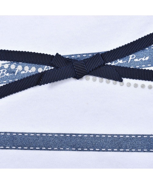 BeBe（ベベ）の「BeBe/リボンプリントTシャツ(90~150cm)（Tシャツ/カットソー・キッズ・ホワイト/ネイビー・150/140/90/110/100/120/130）」の15枚目の写真