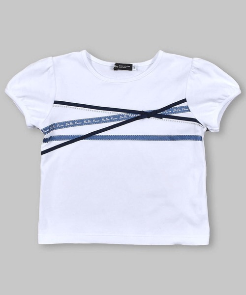 BeBe（ベベ）の「BeBe/リボンプリントTシャツ(90~150cm)（Tシャツ/カットソー・キッズ・ホワイト/ネイビー・150/140/90/110/100/120/130）」の11枚目の写真