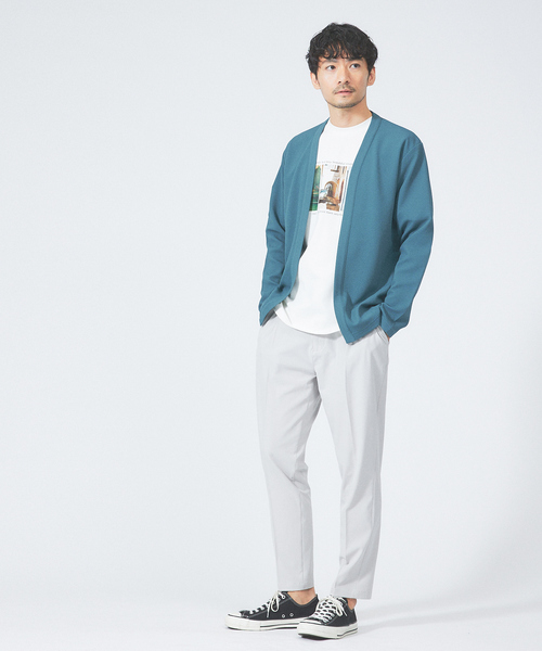 ABAHOUSE GRAY（アバハウスグレイ）の「【アンサンブル対応】フクレ ジャガード セミショール カーディガン（カーディガン/ボレロ・メンズ・ネイビー/エメラルド/ホワイト/グレイッシュベージュ/ブラック/モカ/グレイッシュブルー・46/48）」の17枚目の写真