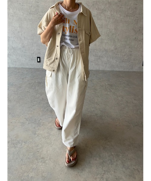 owndaily(オンデイリー)の「ホワイトカーゴパンツ ミリタリーパンツ スノーカーゴパンツ コットンパンツ(デニムパンツ・レディース・ホワイト・FREE)」の8枚目の写真