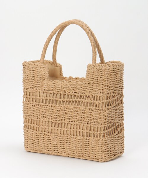 LBC（エルビーシー）の「デザイン編みスクエアトートバッグ（かごバッグ・レディース・ベージュ/グリーン系その他・FREE）」の8枚目の写真