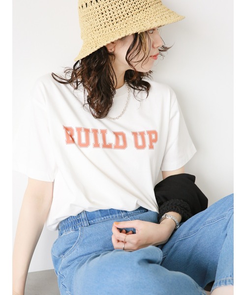 Samansa Mos2 blue(サマンサモスモスブルー)の「ロゴTシャツ(Tシャツ/カットソー・レディース・ピンク/イエロー/チャコール/オフホワイト/ブルー・フリ-)」の6枚目の写真