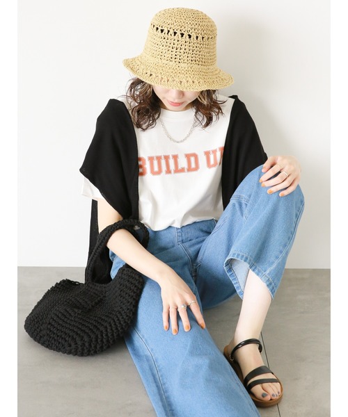 Samansa Mos2 blue(サマンサモスモスブルー)の「ロゴTシャツ(Tシャツ/カットソー・レディース・ピンク/イエロー/チャコール/オフホワイト/ブルー・フリ-)」の17枚目の写真