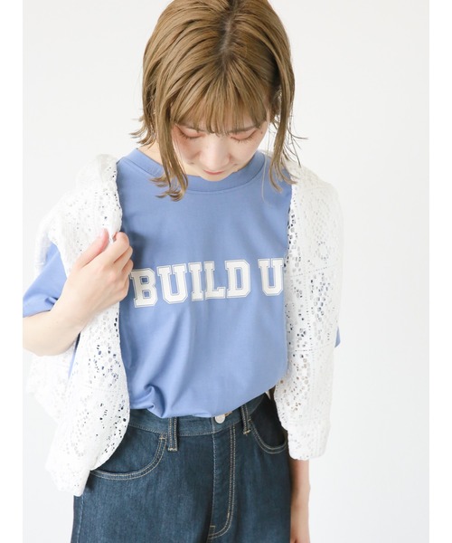 Samansa Mos2 blue(サマンサモスモスブルー)の「ロゴTシャツ(Tシャツ/カットソー・レディース・ピンク/イエロー/チャコール/オフホワイト/ブルー・フリ-)」の14枚目の写真