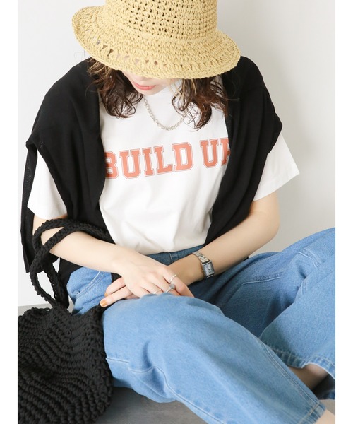 Samansa Mos2 blue(サマンサモスモスブルー)の「ロゴTシャツ(Tシャツ/カットソー・レディース・ピンク/イエロー/チャコール/オフホワイト/ブルー・フリ-)」の11枚目の写真