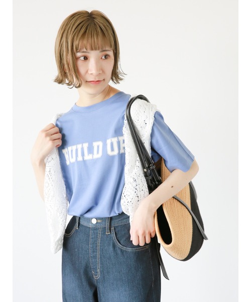 Samansa Mos2 blue(サマンサモスモスブルー)の「ロゴTシャツ(Tシャツ/カットソー・レディース・ピンク/イエロー/チャコール/オフホワイト/ブルー・フリ-)」の18枚目の写真