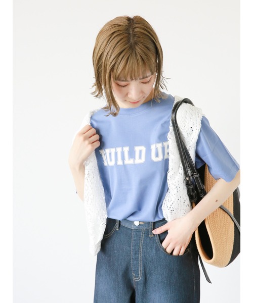 Samansa Mos2 blue(サマンサモスモスブルー)の「ロゴTシャツ(Tシャツ/カットソー・レディース・ピンク/イエロー/チャコール/オフホワイト/ブルー・フリ-)」の15枚目の写真